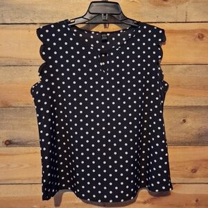 SHEIN Black Blouse with White Polka Dots